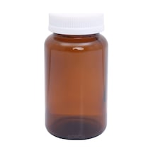 Borox Amber Cam Şişe 300 ML Beyaz Bastır Aç Kapaklı Ecza Şişe