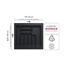 S-2287-g 54x49 Çekmece Içi Gri Plastik Kaşıklık 48x40 A Kadar Kesilebilir Gri