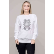 My Neighbor Komşum Totoro Baskılı Beyaz Kadın Sweatshirt (528341206)