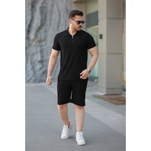 Butik İstanbul Erkek Şort Tişört Alt Üst Takım Siyah
