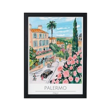 Palermo Italy Ahşap Çerçeveli Dekoratif Duvar Tablosu Siyah