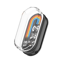 Xiaomi Mi Band 8 İle Uyumlu Silikon Kasa Ekran Koruyucu 360 Şeffaf Tam Kapatan Çerceve Pc Kasa Koruma Gard Çerçeve Şeffaf Çok Renkli