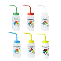 Piset 500 Ml - Ldpe Yıkama Şişesi - 6lı Set - Yüzey Baskılı - Renkli Kapaklı - Geniş Boyunlu