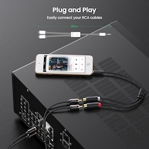 3.5mm Erkek - 2 Rca Dişi Jaklı Ses Kablosu Y Adaptörü Altın Kaplama Kulaklık Kablosu, 25cm, 10547