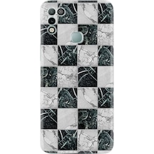 Infinix Hot 11 Play Kılıf Resimli Silikon Checkers Marble 1370 Siyah