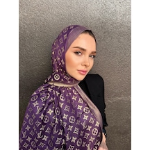 Miorel Scarfs Lv Desen Kaşmir İpek Şal Mor