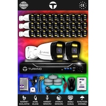Turkno 32 Kameralı Ultia 32 Dış Kamera Set 100 GB 5 MP 2K Net Renkli Gece Görüşlü Güvenlik Kamerası Sistemi