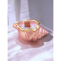 İstiridye Deniz Kabuğu Simli Pembe İncili Kokulu Mum Ahşap Fitilli Mum Simli Açık Pembe