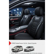 Titanyum Serisi Lüks Keten Oto Koltuk Kılıfı - Ford Focus-fiesta İle Uyumlu Siyah
