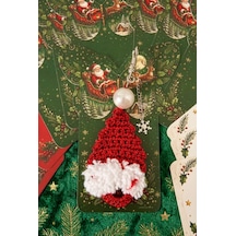 Noel Baba Şapkası Anahtarlık 012 Gümüş - Kırmızı