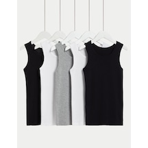 Marks & Spencer Saf Pamuklu 5'li Atlet (2-16 Yaş) T71001411V Siyah