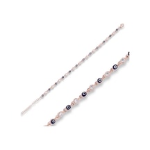 Gümüş Rose Nazar Boncuklu Bileklik Gümüş - Rose Gold