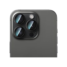 İphone 16 Pro Max Uyumlu Caseworld Alloy Serisi Oleofobik Anti Reflective Kamera Lens Koruyucu Siyah