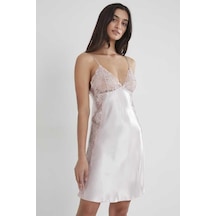 Pierre Cardin Pudra Saten Güpürlü Gecelik 624 Pudra