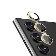 Samsung Galaxy S23 Kamera Lens Koruyucu Halka Set Gold AL8114