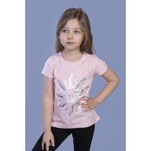 Toontoy Kids Toontoy Kız Çocuk Güneş Varaklı Tişört Pembe Melanj