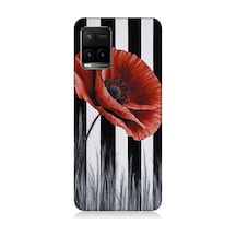 Vivo Y53s Uyumlu Siyah Çizgide Gelincik Desenli Silikon Kılıf Çok Renkli