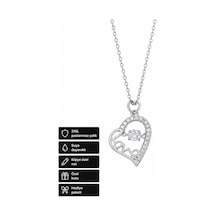 Love Yazılı Kalp Tasarım 316l Çelik Kolye Hediye Özel Kutulu Altın - Gümüş