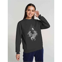 Venom Zehirli Öfke Baskılı Füme Antrasit Kadın Sweatshirt (534629682)
