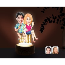 Kişiye Özel Sevgililer Karikatürlü Dekoratif 3D Biblo Led Işıklı (481495439)