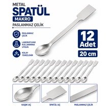 Metal Spatül Makro 20 Cm - Paslanmaz Çelik Spatula- 12 Adet