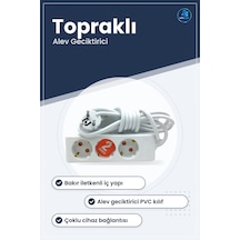 Toprağlı Grup Priz Uzatma Kablosu Bakır İletkenli Alev Geciktiric 5 M