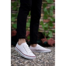 Prego Erkek Sneaker Kısa Convers Modeli Keten Spor Ayakkabı Beyaz