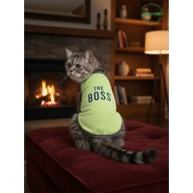 Yeşil The Boss Patron Yazılı Kedi Ve Köpek Kıyafeti Tişörtü Elbisesi Xsmall/xs/beden 0