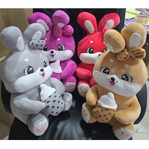 Süt Şişeli Biberonlu Peluş Tavşan Oyuncak - 30cm Beyaz