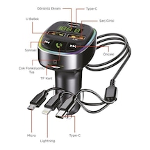 Abatech G15 Fm Transmitter, Tf/usb Müzik Ve 18w Hızlı Şarj Özellikli Araç Cihazı