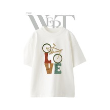 Thewert Bicycle Love Tasarım Baskılı Ünisex Beyaz Oversize T-shirt