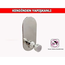 Glare İnce Belli Kendinden Yapışkanlı Askılık Tekli Oval Krom 4 Lü Paket Krom