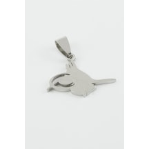 Tuğra - 268 - Çelik Kolye Ucu 2,1 Cm - Nazblsmm - Gümüş Rengi