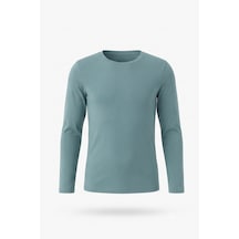 Kiagu Erkek Çocuk Uzun Kollu Basic Düz Tişört %100 Pamuk Bisiklet Yaka T-shirt 2-13 Yaş Turkuaz