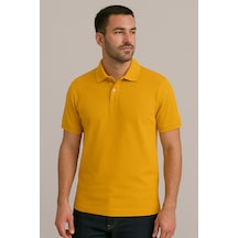Parshey Regular Fit %100 Pamuk Polo Yaka Yarım Kollu Basic T-shirt Sarı