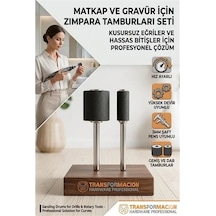 2 Li Set 6.35 Ve 12.7 Mm Zımpara Tamburu Seti - Gravür Matkap Zımparalama Ucu Aparatı 723174