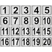 Gümüş Renk Metal Kapı Masa Dolap Numarası 15cmx15cm 20'lı