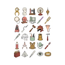 30 Adet Vintage Tıp Cihazları Sticker Seti - Laptop Defter Telefon Kılıfı Çok Renkli
