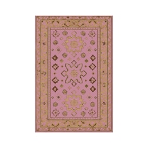 Kartela Halı Rustik Halı Jüt Taban Dokuma Halı Gül Kurusu - 100 X 150 Cm