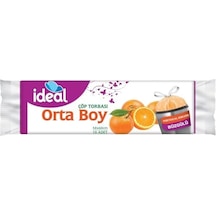 İdeal Portakal Kokulu Orta Boy Büzgülü Çöp Poşeti 10'lu 50x60 Cm, Kolay Bağlanır Kokulu Büzgülü Orta Boy Çöp Torbası, Sızdırmaz Yırtılmaz, Geri Dönüştürülebilir Atık Torbası Güçlü Çöp Poşeti