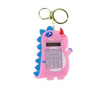 Hesap Makinesi Dino Mini Anahtarlıklı Labirent Oyunlu Pembe