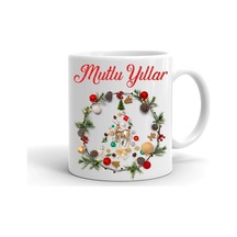 Yılbaşı Noel Temalı Baskılı Seramik Beyaz Kupa