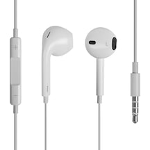Apple Uyumlu iPhone 5-6 Mikrofonlu Kulaklık (3.5mm jack) Beyaz