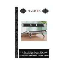Ofis Gereci Cihaz Tutucu Bilgisayar Ekipmanı Siyah 2 Kademeli Katlanabilir Yapışkanlı Laptop Standı