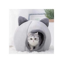 Bal Kabağı Tasarımlı Kedi Evi Yumuşak Kedi Yatağı Derin Uyku Ve Kış Evi Çıkartılabilir Minder Gri M