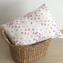 %100 Pamuklu Müslin Kumaşından Bebek Yastık Kılıfı 38x50 1 Adet Pembe-gri