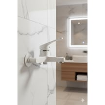 5590 Banyo Bataryası Duş Musluğu Musluk Armatür Siyah Beyaz Gold Krom Renkler Beyaz - Krom