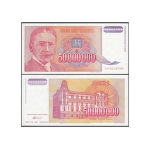 Yugoslavya 1993 Yılı 50.000.000 Dinar Kağıt Para Çil Unc Koleksiyon Para