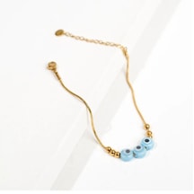 Bbaccessorıes Bb Çelik Halhal Altın - Mavi Taşlı