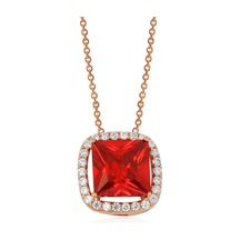 Gümüş Rose Rengi Kırmızı Taşlı Kolye G418Kl Altınsepeti